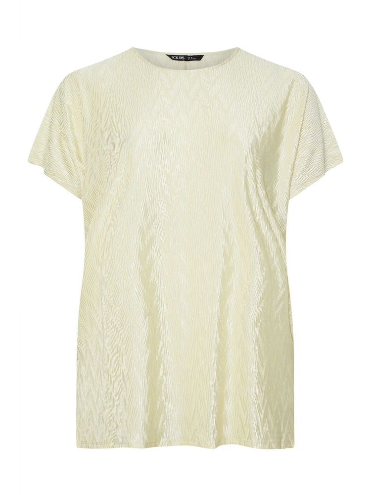 Yours Curve White Limited Zig Zag Plisse Grown On Sleeve Top - Image 5 of 5