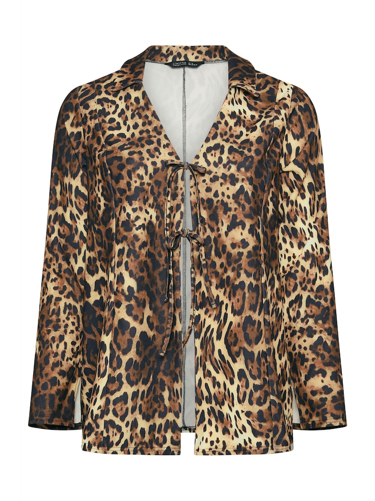 Yours Curve Brown Leopard Print Tie Front Top - Image 5 of 5