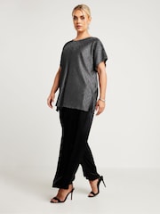 Yours Curve Grey Limited Zig Zag Plisse Grown On Sleeve Top - Image 3 of 5
