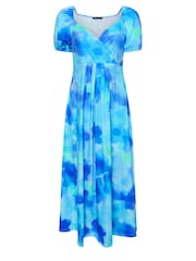 Yours Curve Blue Limited Collection Blur Floral Print Wrap Maxi Dress - Image 5 of 5