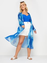 Yours Curve Blue Limited Collection Longline Shirt - Image 3 of 6