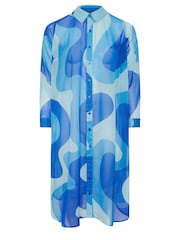Yours Curve Blue Limited Collection Longline Shirt - Image 6 of 6