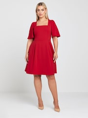Yours Curve Red LIMITED COLLECTION Curve Black Angel Sleeve Mini Dress - Image 1 of 6