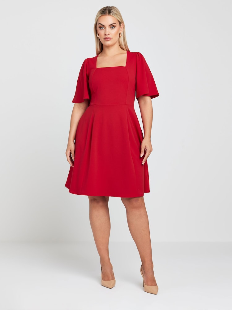 Yours Curve Red LIMITED COLLECTION Curve Black Angel Sleeve Mini Dress - Image 1 of 6