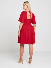 Yours Curve Red LIMITED COLLECTION Curve Black Angel Sleeve Mini Dress - Image 4 of 6