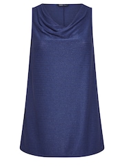 Yours Curve Blue LIMITED COLLECTION Textured Cowl Neck Top - Image 5 of 5