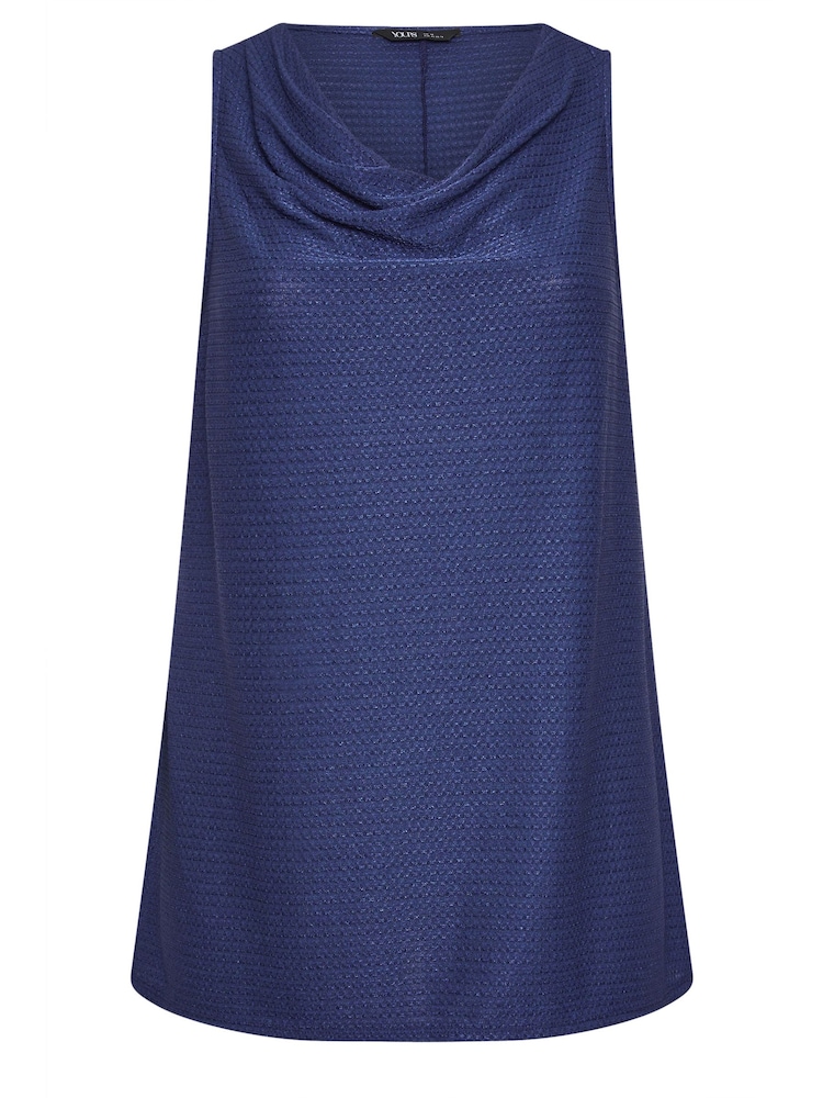Yours Curve Blue LIMITED COLLECTION Textured Cowl Neck Top - Image 5 of 5