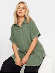 Yours Curve Green 100% Cotton Chambray Shirt - Image 1 of 5