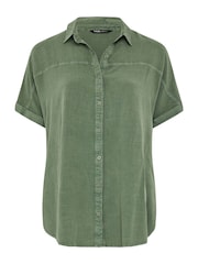 Yours Curve Green 100% Cotton Chambray Shirt - Image 5 of 5