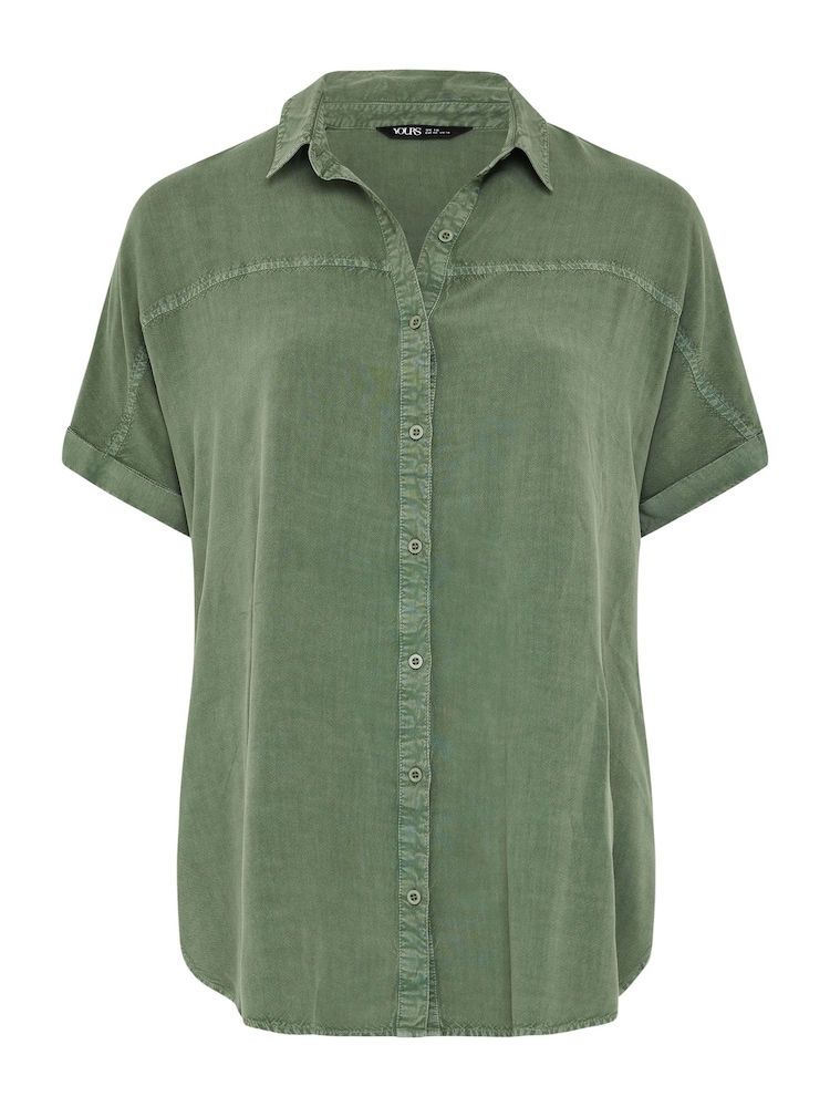 Yours Curve Green 100% Cotton Chambray Shirt - Image 5 of 5 Yours Curve Green 100% Cotton Chambray Shirt - Image 5 of 5