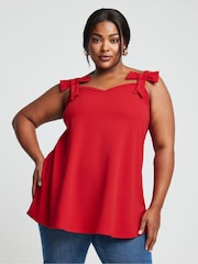 Yours Curve Red Limited Collection Curve Bow Detail Cami Top - Image 1 of 5