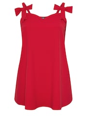 Yours Curve Red Limited Collection Curve Bow Detail Cami Top - Image 5 of 5