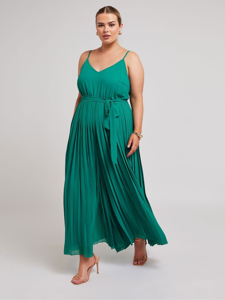 Verde - Yours Curve Pleated Jumpsuit - Imagen 1 de 5