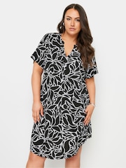 Yours Curve Black Abstract Print Tunic Dress - Image 1 of 5
