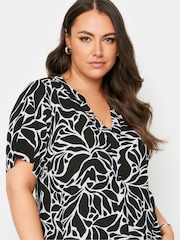 Yours Curve Black Abstract Print Tunic Dress - Image 4 of 5