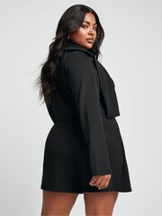 Yours Curve Black Split Sleeve Cropped Blazer - Image 3 of 4