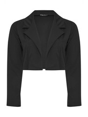 Yours Curve Black Split Sleeve Cropped Blazer - Image 4 of 4