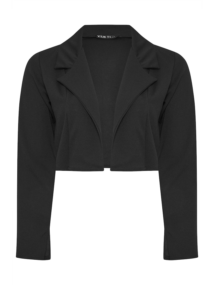 Yours Curve Black Split Sleeve Cropped Blazer - Image 4 of 4