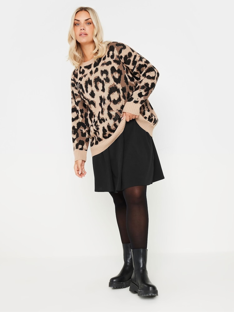 Yours Curve Black 6 Panel Flippy Short Skirt - Image 1 of 5