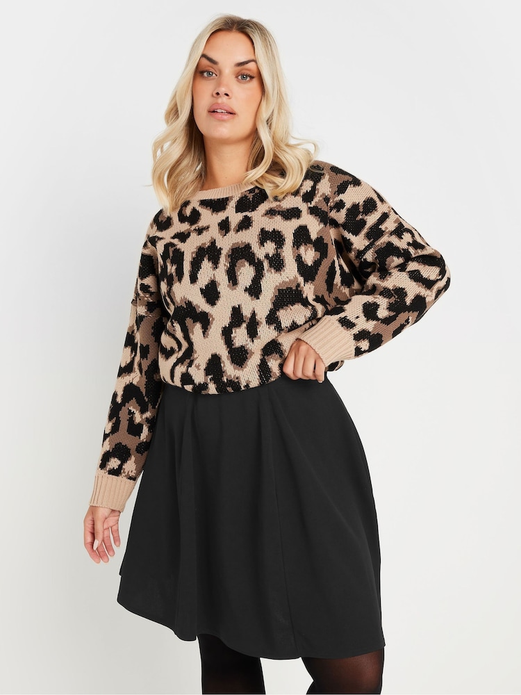 Yours Curve Black 6 Panel Flippy Short Skirt - Image 2 of 5