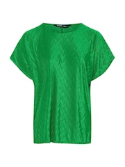 Yours Curve Green Limited Zig Zag Plisse Grown On Sleeve Top - Image 5 of 5