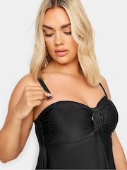 Yours Curve Black Tab Front Bandeau Swimdress - Image 4 of 6