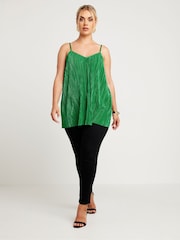 Yours Curve Green Plisse Cami Top - Image 2 of 5