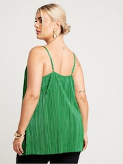 Yours Curve Green Plisse Cami Top - Image 3 of 5
