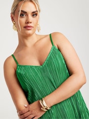 Yours Curve Green Plisse Cami Top - Image 4 of 5