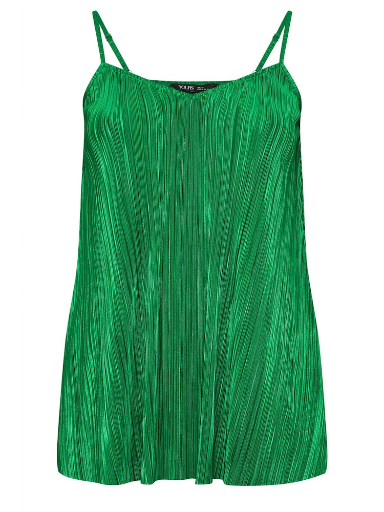 Yours Curve Green Plisse Cami Top - Image 5 of 5