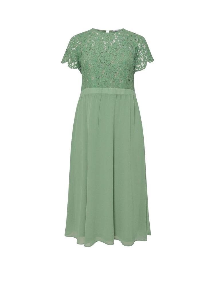 Yours Curve Green Lace Sweetheart Midi Dress - Image 5 of 5 Yours Curve Green Lace Sweetheart Midi Dress - Image 5 of 5