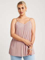 Yours Curve Pink Plisse Cami Top - Image 1 of 5