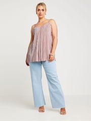 Yours Curve Pink Plisse Cami Top - Image 2 of 5