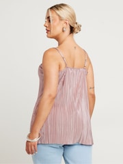 Yours Curve Pink Plisse Cami Top - Image 3 of 5