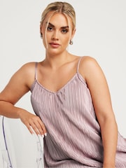Yours Curve Pink Plisse Cami Top - Image 4 of 5