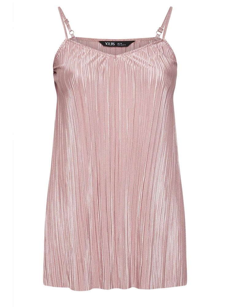 Yours Curve Pink Plisse Cami Top - Image 5 of 5