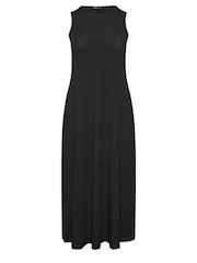 Yours Curve Black Sleeveless Ribbed Swing Maxi Dress - Image 5 of 5