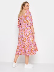 Yours Curve White Floral Print Tiered Midi Dress - Image 3 of 5