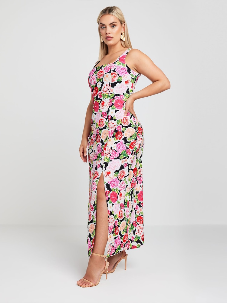 Yours Curve LIMITED COLLECTION Floral Print Square Neck Maxi Dress - Image 1 of 4 Yours Curve LIMITED COLLECTION Floral Print Square Neck Maxi Dress - Image 1 of 4