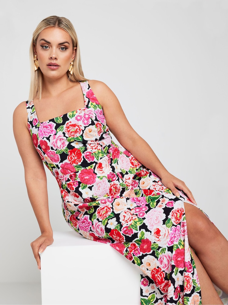 Платье макси с квадратным вырезом и цветочным принтом Yours Curve LIMITED COLLECTION - Image 2 of 4