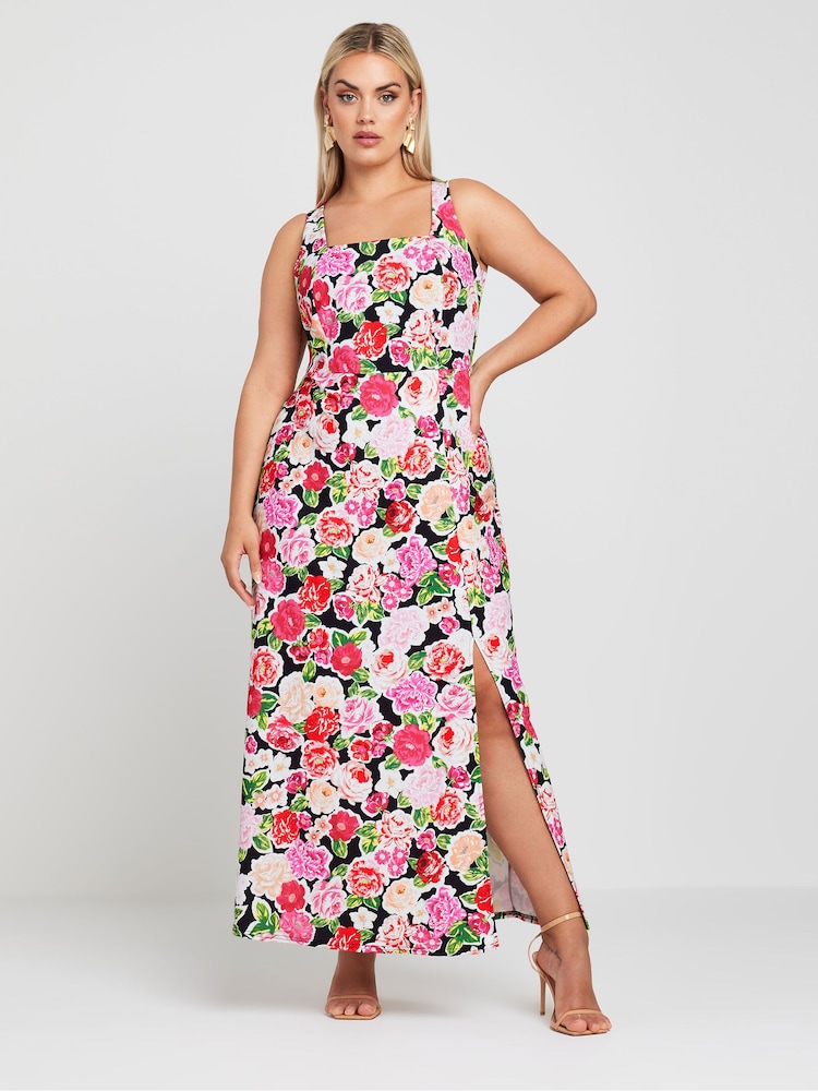Yours Curve LIMITED COLLECTION Floral Print Square Neck Maxi Dress - Image 4 of 4 Yours Curve LIMITED COLLECTION Floral Print Square Neck Maxi Dress - Image 4 of 4
