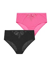 Yours Curve Pink & Black Briefs 2 Pack - Image 6 of 8