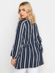 Yours Curve Blue Contrast Stitch 100% Cotton Blouse - Image 4 of 6