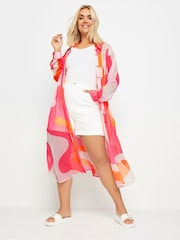 Yours Curve Pink & Orange Limited Collection Longline Shirt - Image 2 of 5