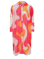Yours Curve Pink & Orange Limited Collection Longline Shirt - Image 5 of 5