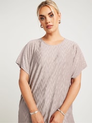 Yours Curve Pink Limited Zig Zag Plisse Grown On Sleeve Top - Image 4 of 5