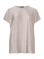 Yours Curve Pink Limited Zig Zag Plisse Grown On Sleeve Top - Image 5 of 5