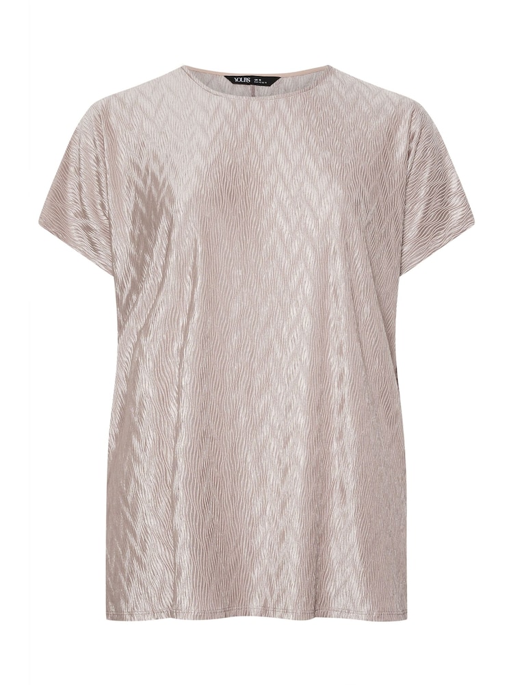 Yours Curve Pink Limited Zig Zag Plisse Grown On Sleeve Top - Image 5 of 5