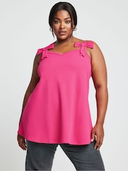 Yours Curve Pink Limited Collection Curve Bow Detail Cami Top - Image 1 of 5