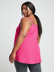 Yours Curve Pink Limited Collection Curve Bow Detail Cami Top - Image 2 of 5